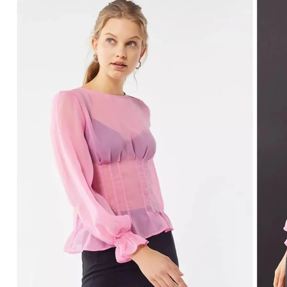 Finders Keepers Pink Sheer Top - Picture 1 of 3